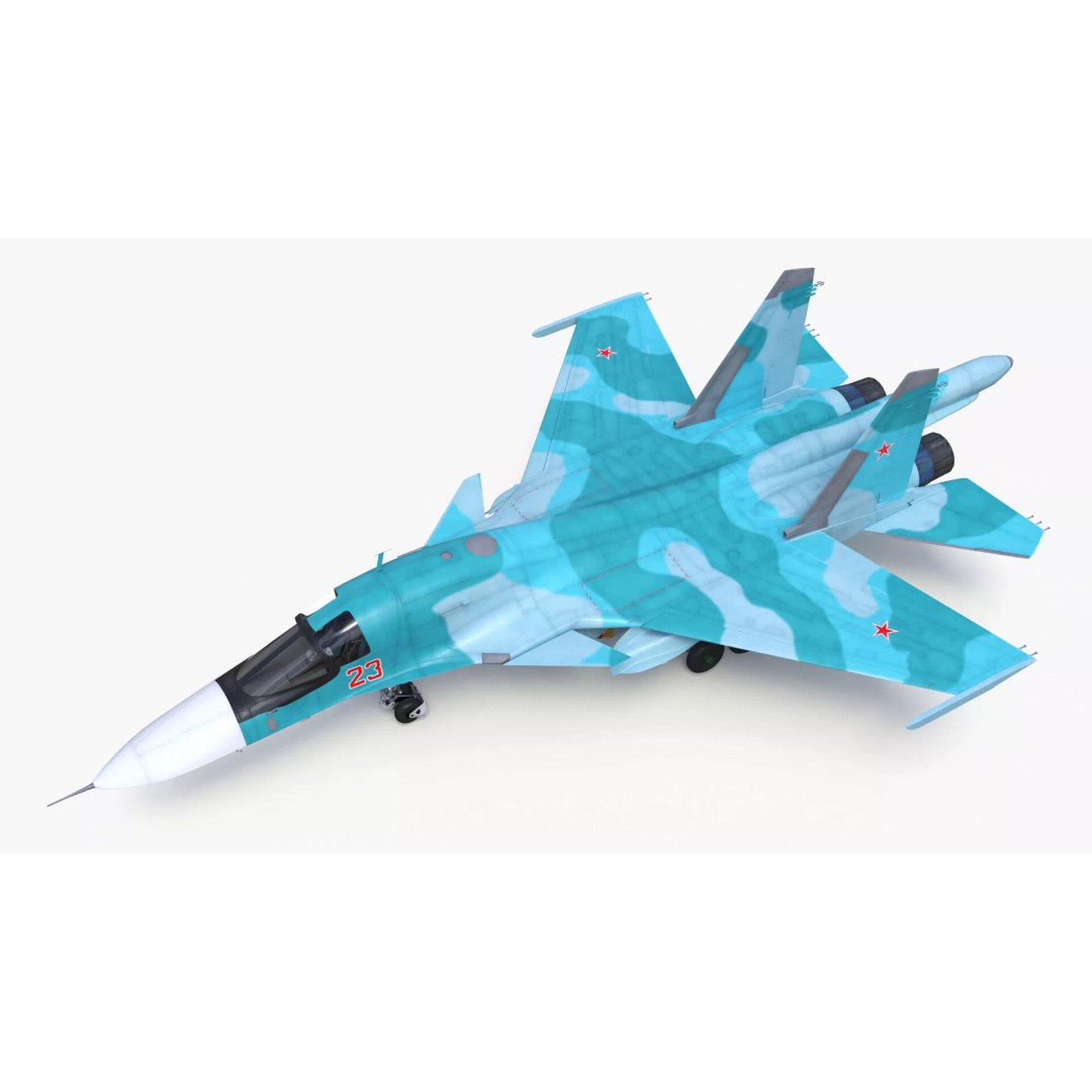 Sukhoi SU-34 Fighter Jet 3D Model – Rigged Military Aircraft, PBR Textures - View 16