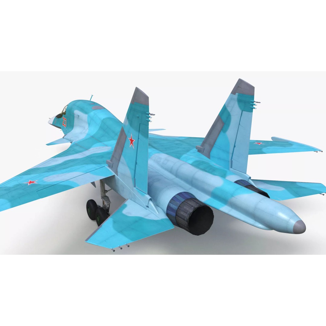 Sukhoi SU-34 Fighter Jet 3D Model – Rigged Military Aircraft, PBR Textures - View 18