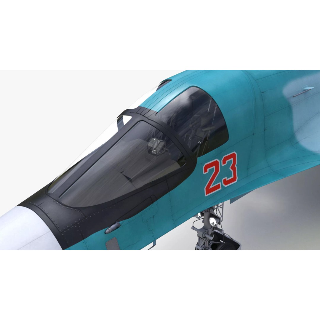 Sukhoi SU-34 Fighter Jet 3D Model – Rigged Military Aircraft, PBR Textures - View 19