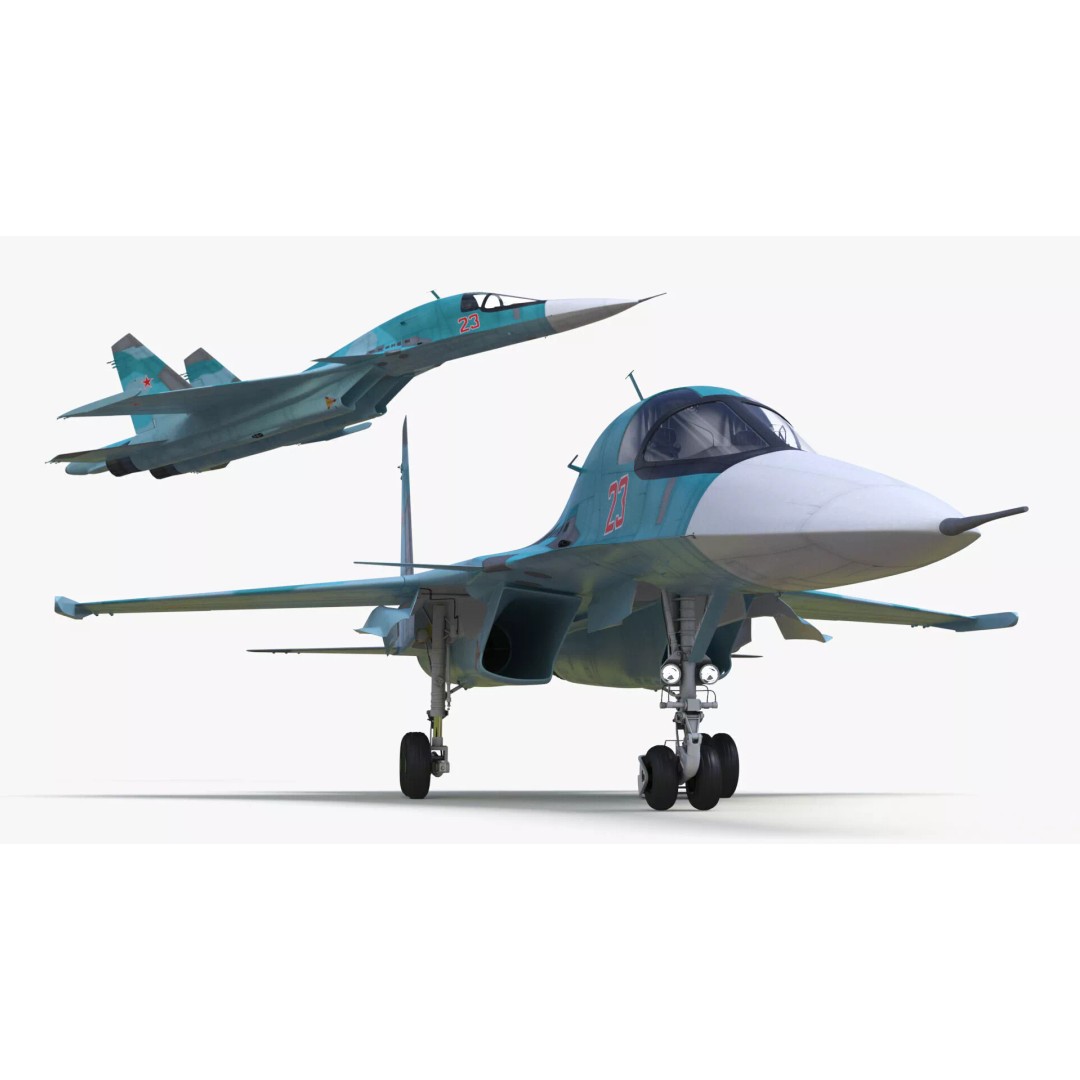 Sukhoi SU-34 Fighter Jet 3D Model – Rigged Military Aircraft, PBR Textures - View 21
