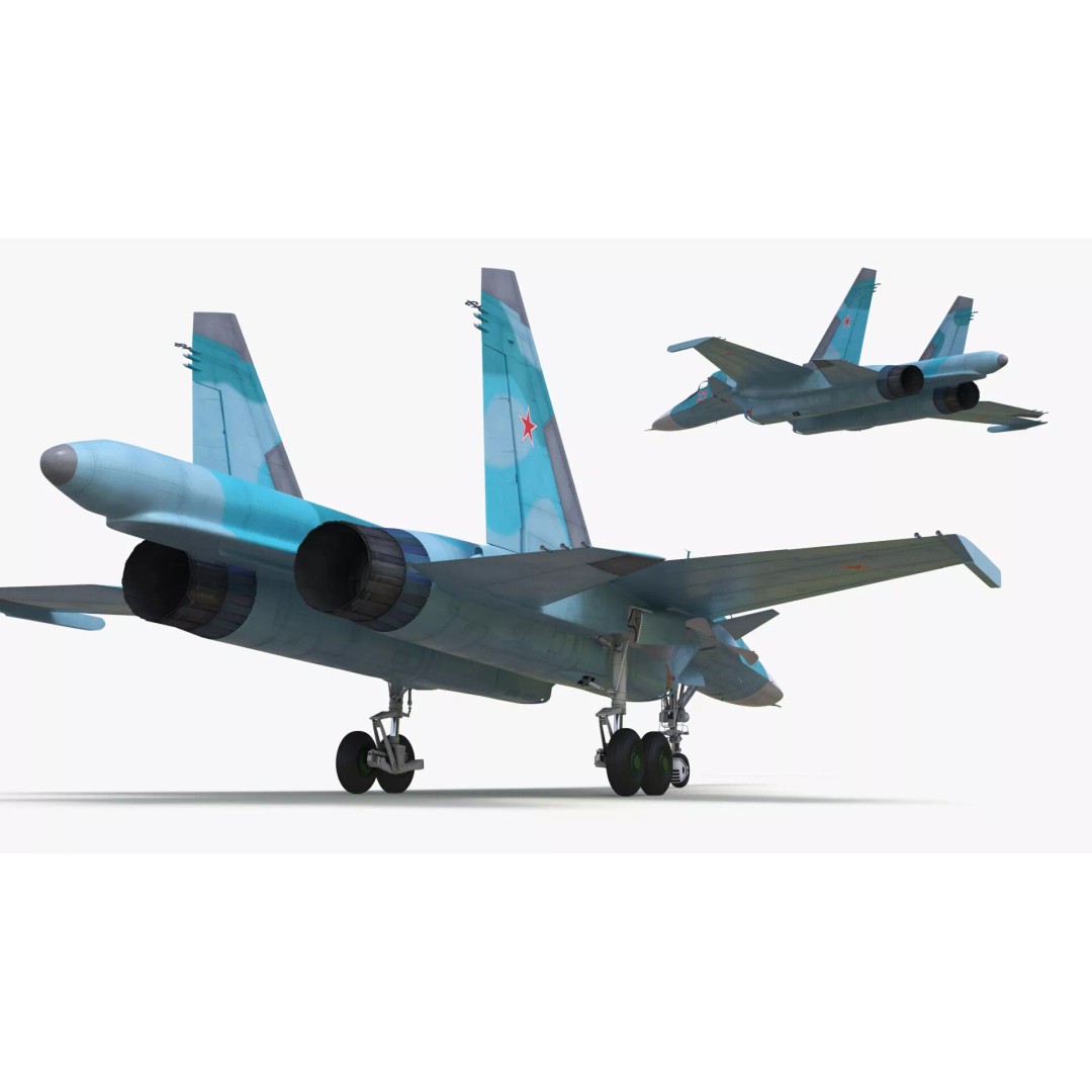 Sukhoi SU-34 Fighter Jet 3D Model – Rigged Military Aircraft, PBR Textures - View 22