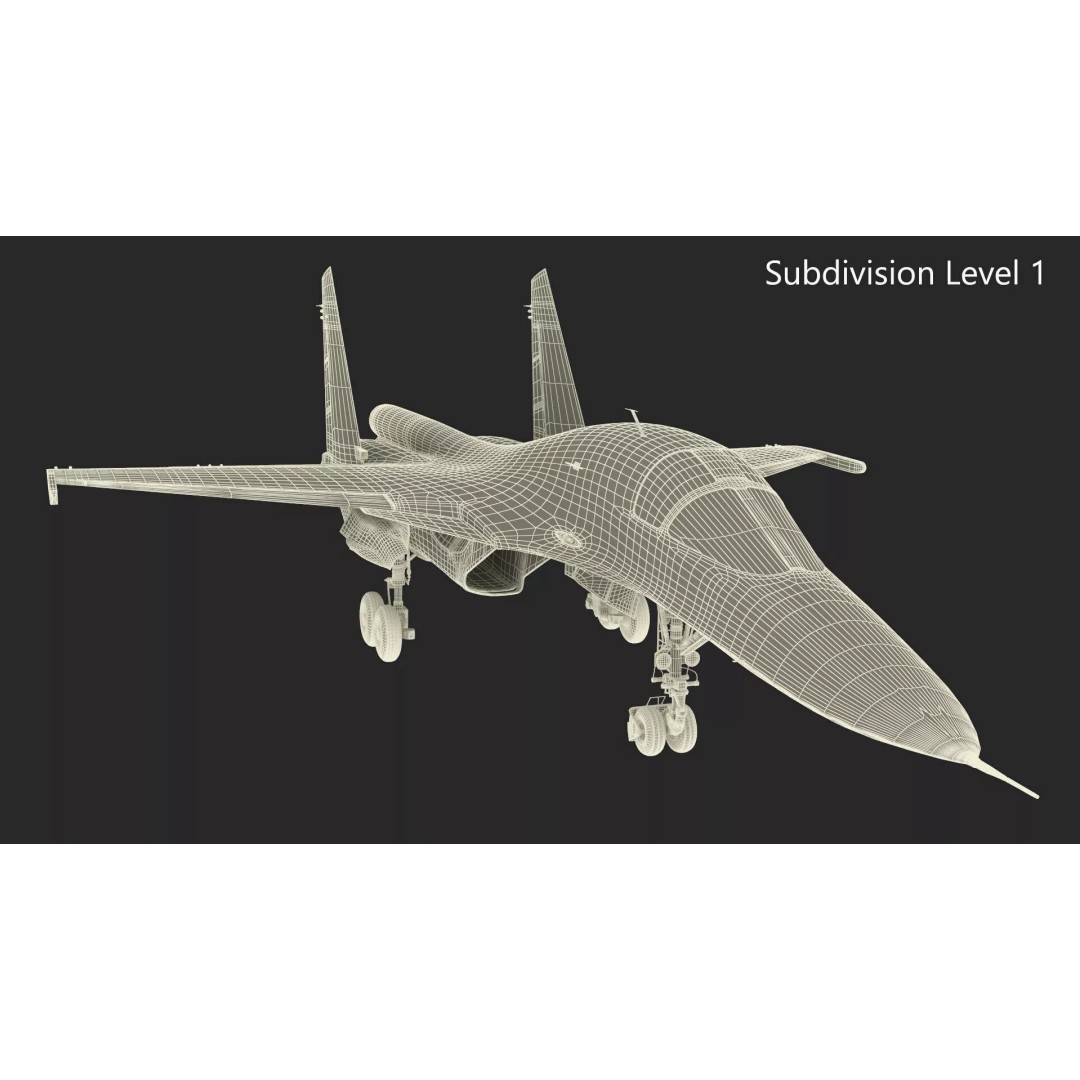 Sukhoi SU-34 Fighter Jet 3D Model – Rigged Military Aircraft, PBR Textures - View 27
