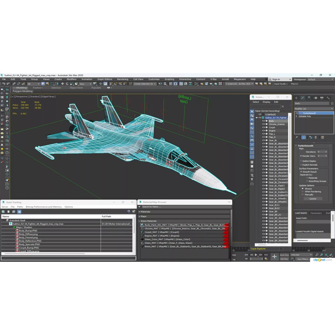 Sukhoi SU-34 Fighter Jet 3D Model – Rigged Military Aircraft, PBR Textures - View 30