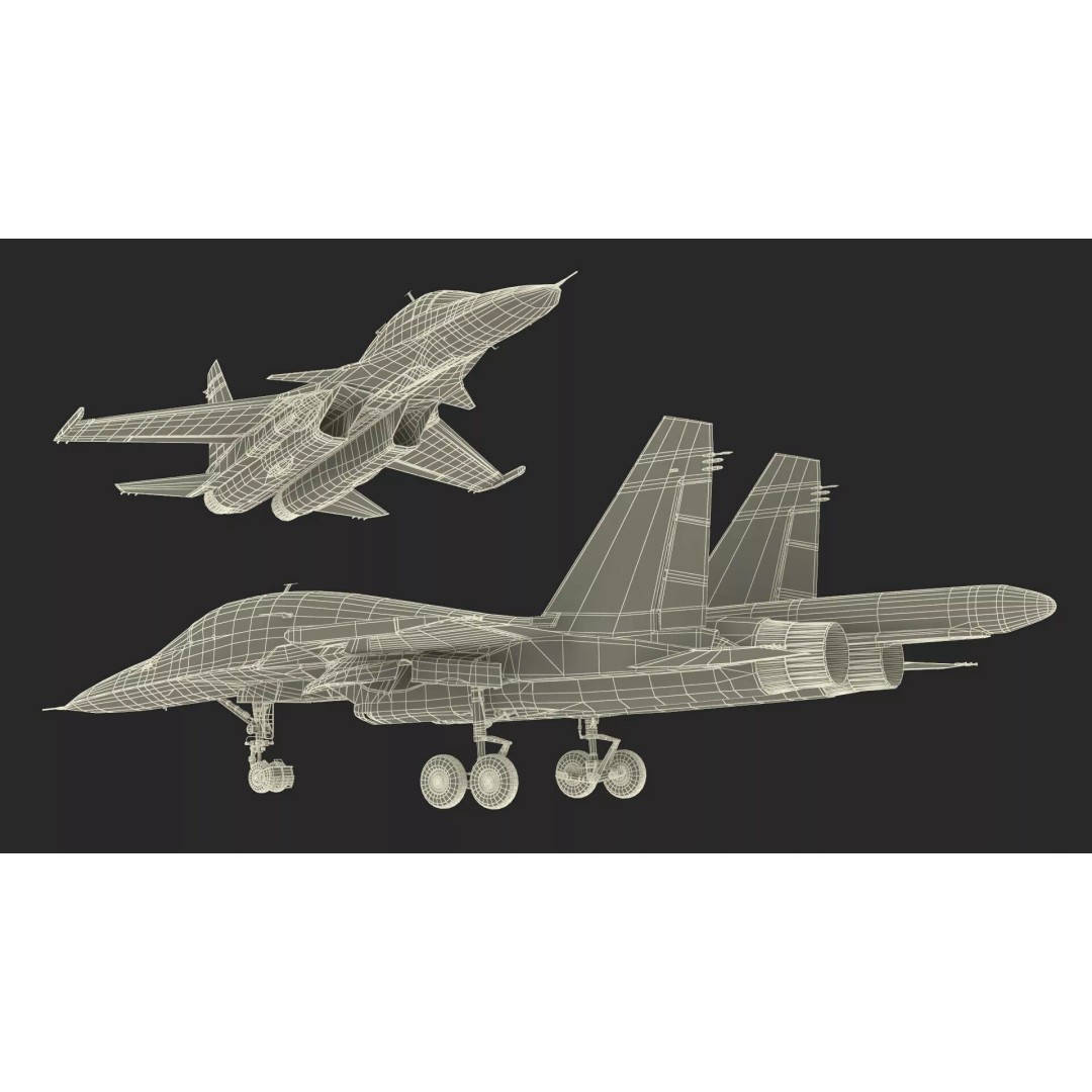 Sukhoi SU-34 Fighter Jet 3D Model – Rigged Military Aircraft, PBR Textures - View 31