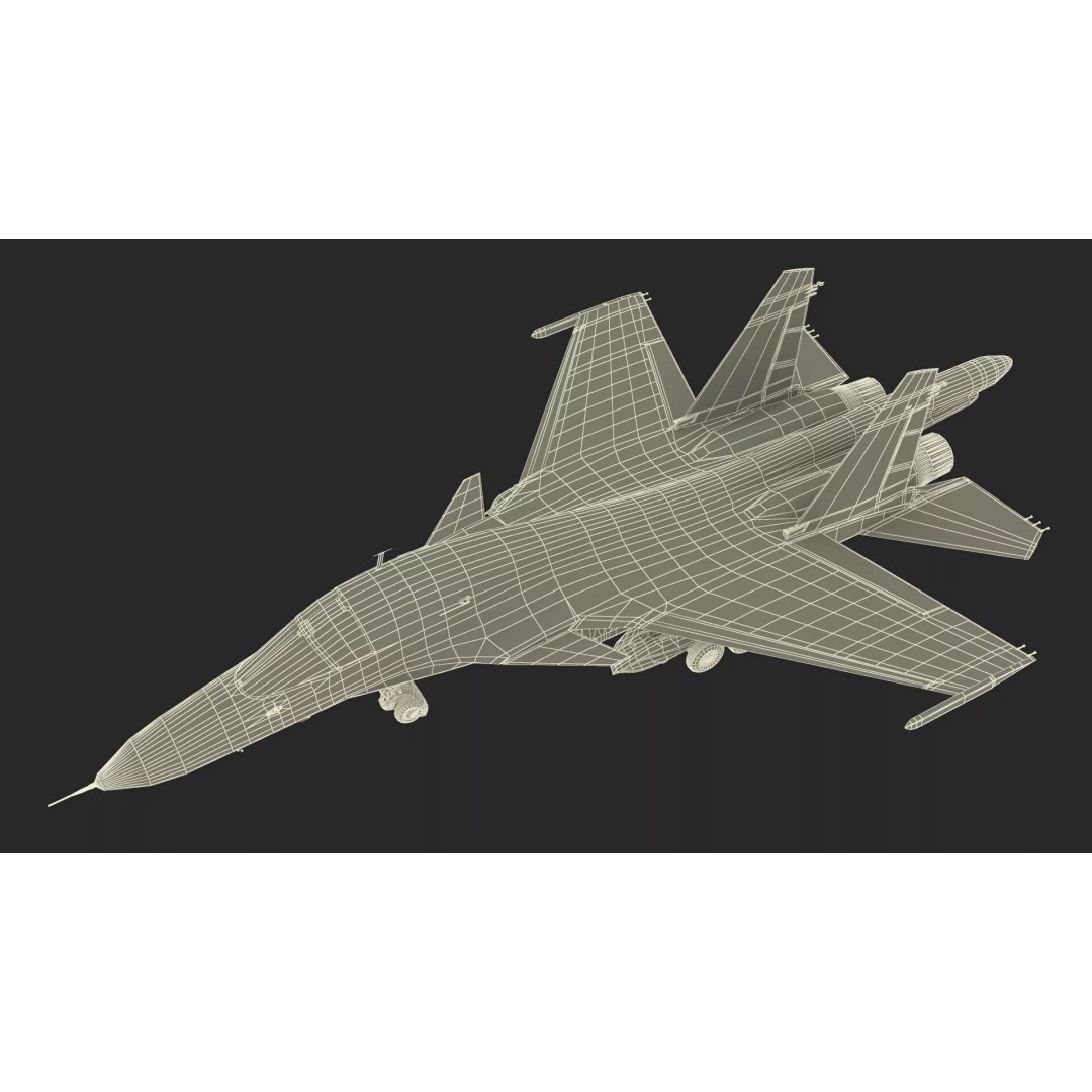 Sukhoi SU-34 Fighter Jet 3D Model – Rigged Military Aircraft, PBR Textures - View 32