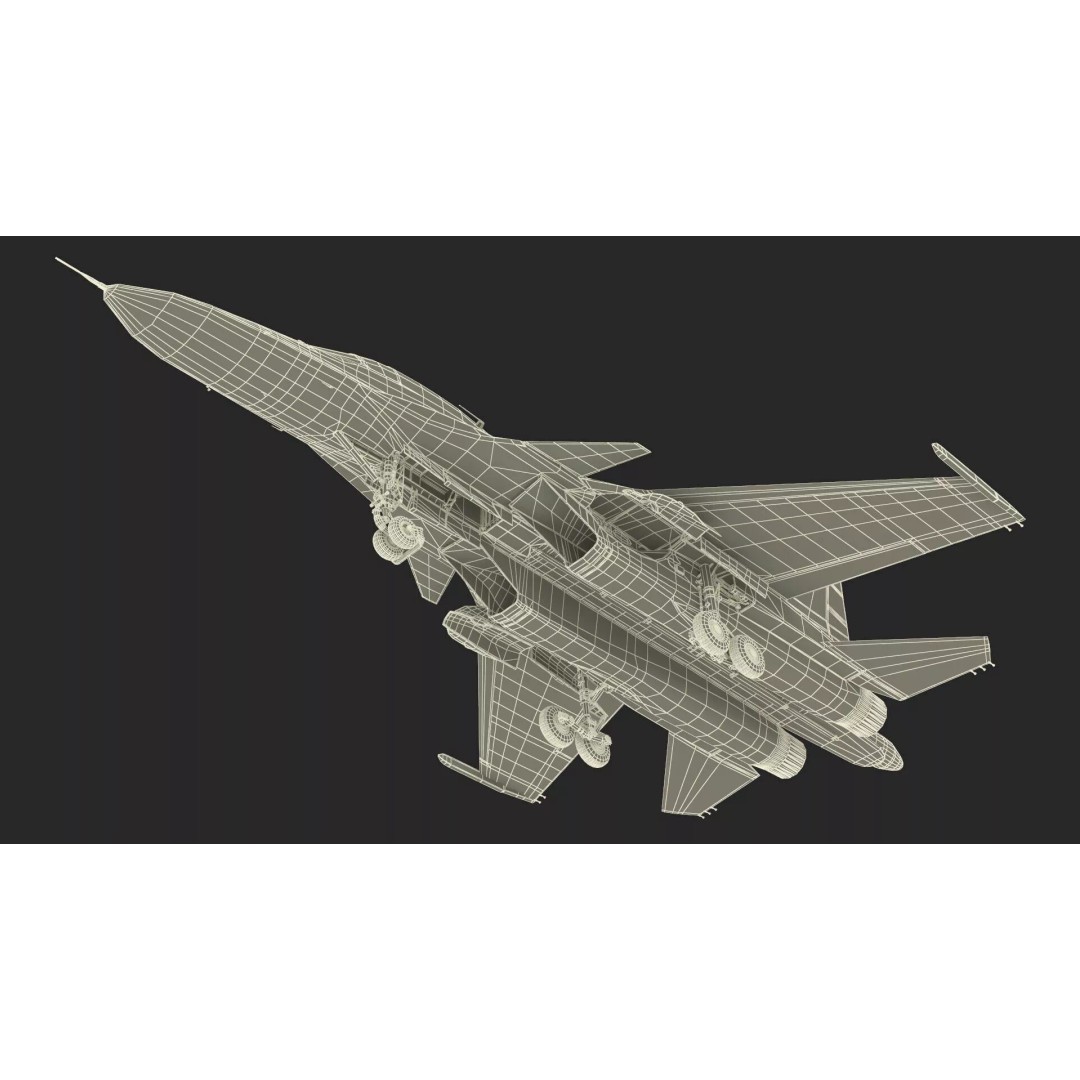 Sukhoi SU-34 Fighter Jet 3D Model – Rigged Military Aircraft, PBR Textures - View 33