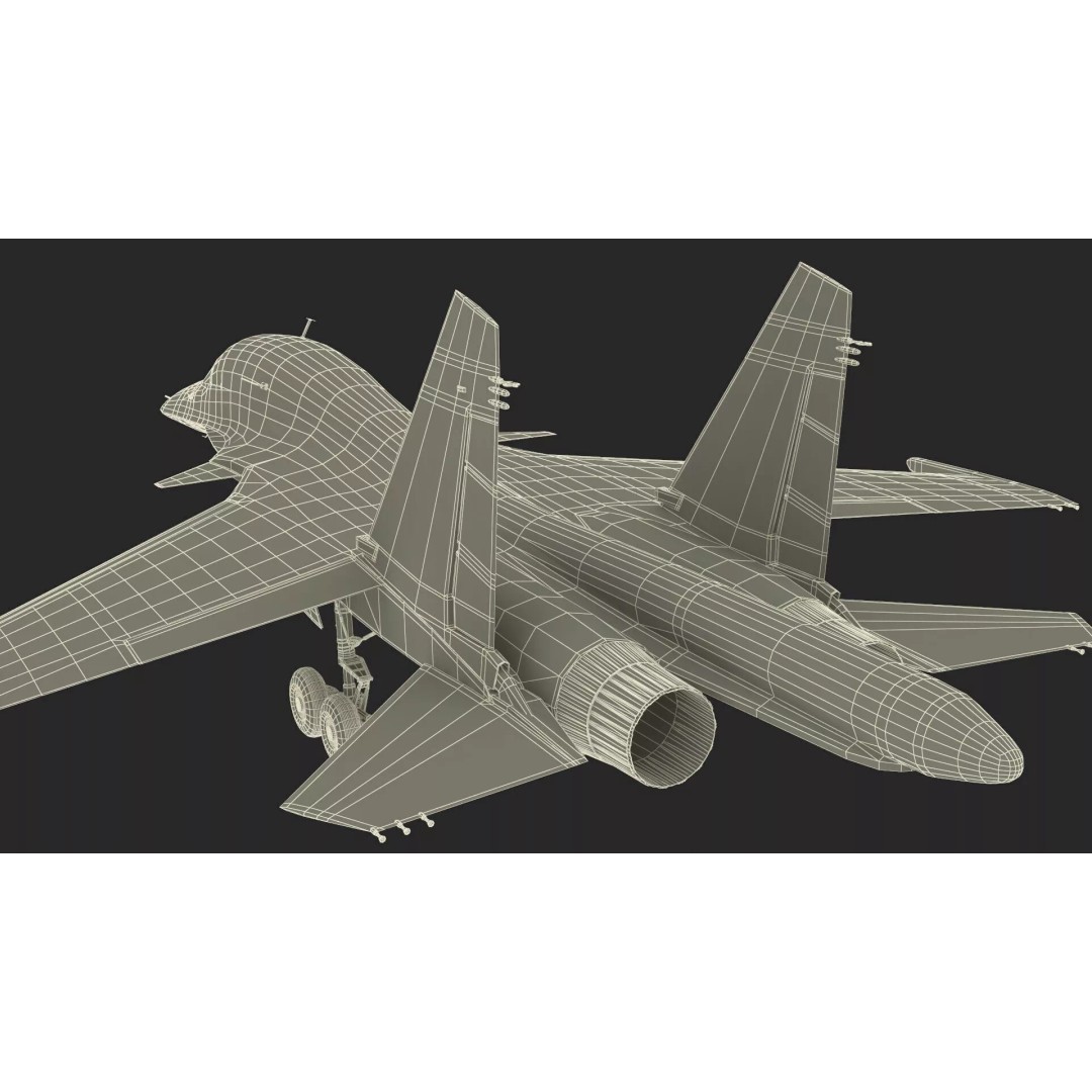 Sukhoi SU-34 Fighter Jet 3D Model – Rigged Military Aircraft, PBR Textures - View 34