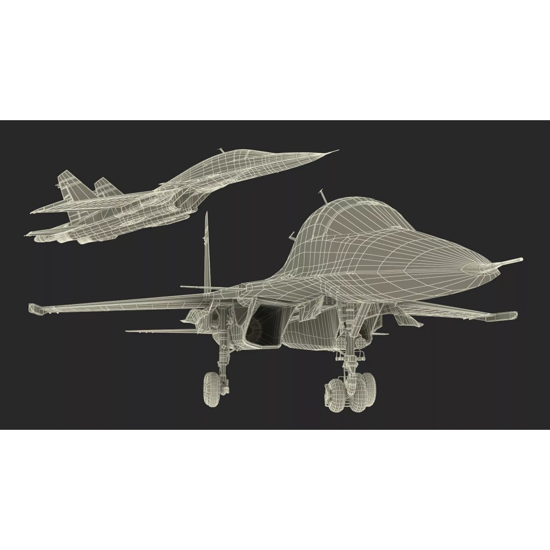 Sukhoi SU-34 Fighter Jet 3D Model – Rigged Military Aircraft, PBR Textures - View 37