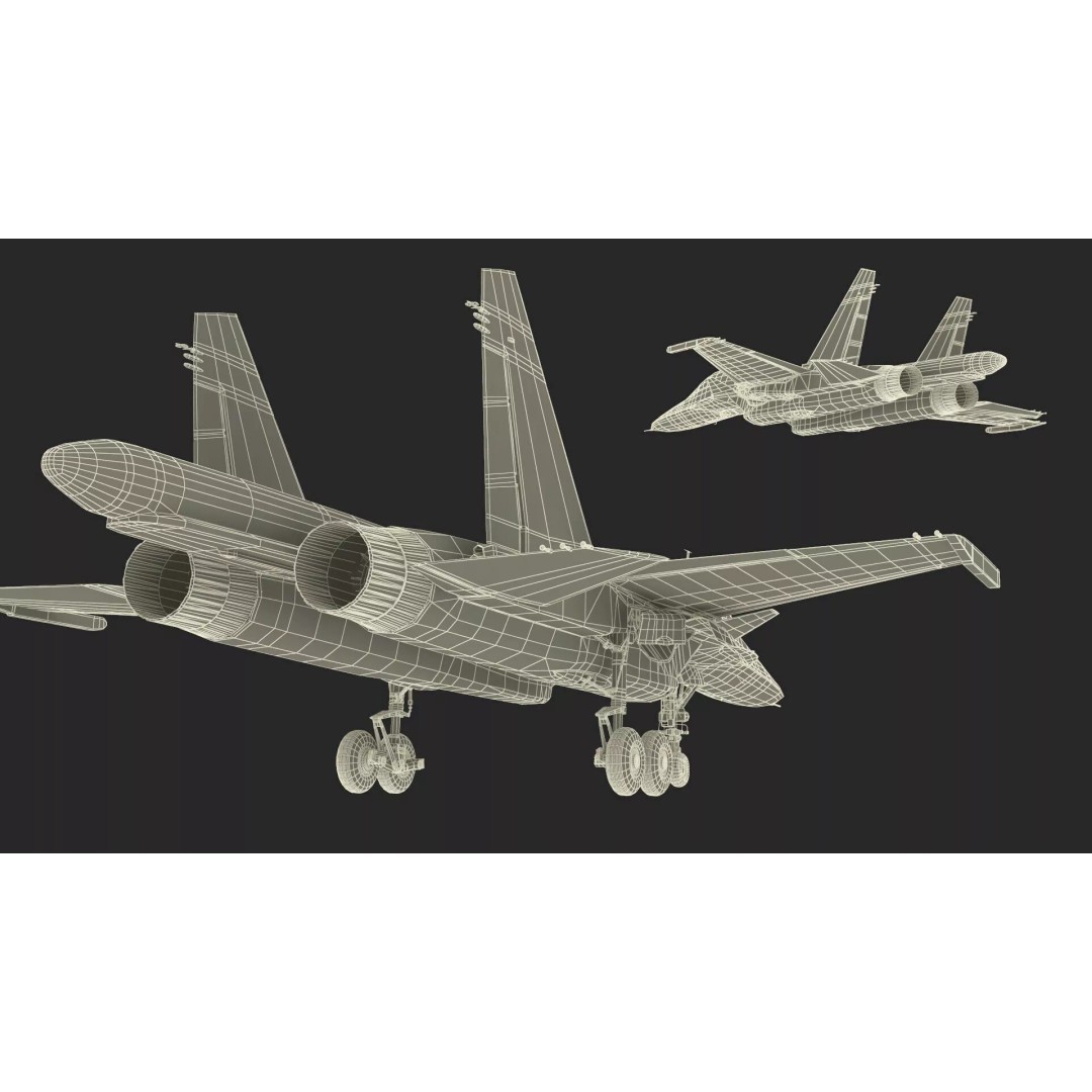 Sukhoi SU-34 Fighter Jet 3D Model – Rigged Military Aircraft, PBR Textures - View 38