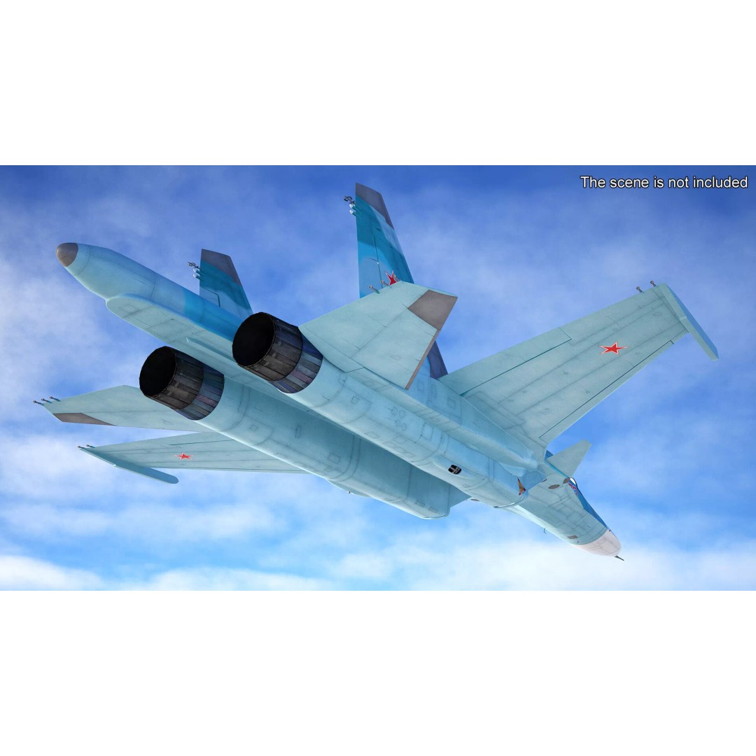 Sukhoi SU-34 Fighter Jet 3D Model – Rigged Military Aircraft, PBR Textures - View 5