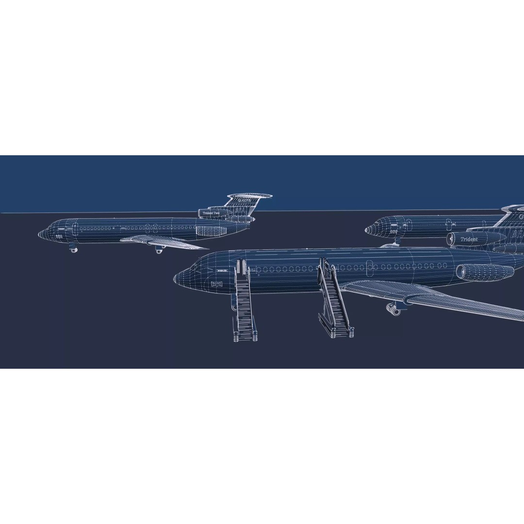 Hawker Siddeley Trident 3D Model – Textured Aircraft with Interior