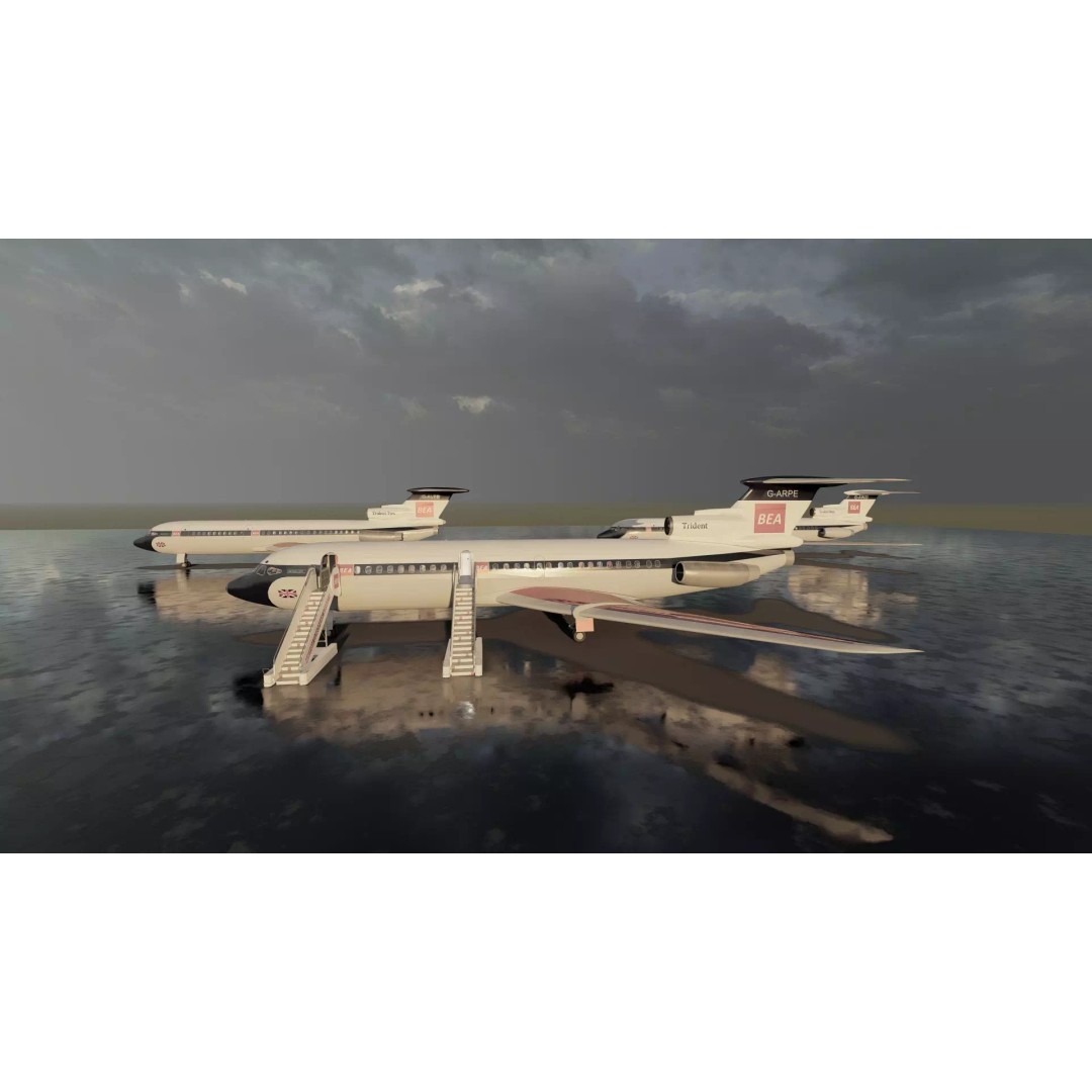 Hawker Siddeley Trident 3D Model – Textured Aircraft with Interior - View 10
