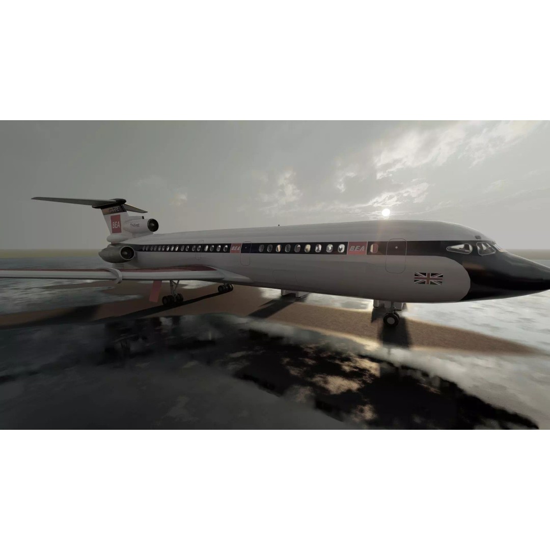 Hawker Siddeley Trident 3D Model – Textured Aircraft with Interior - View 17