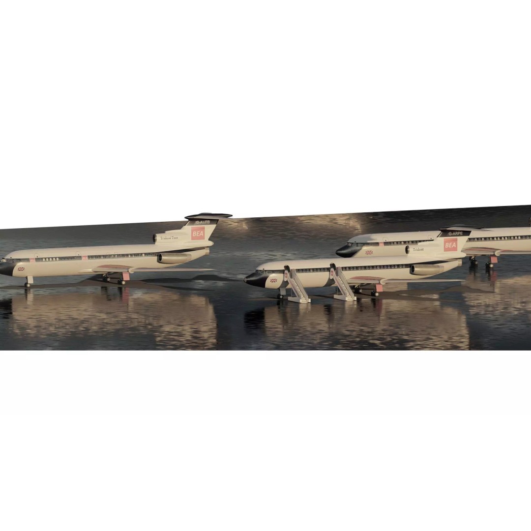 Hawker Siddeley Trident 3D Model – Textured Aircraft with Interior - View 2