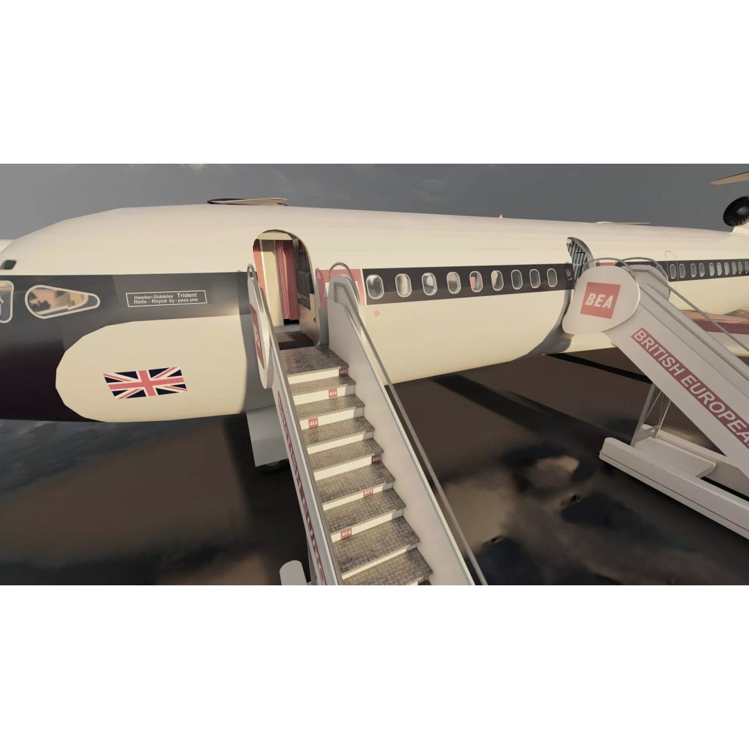 Hawker Siddeley Trident 3D Model – Textured Aircraft with Interior - View 23