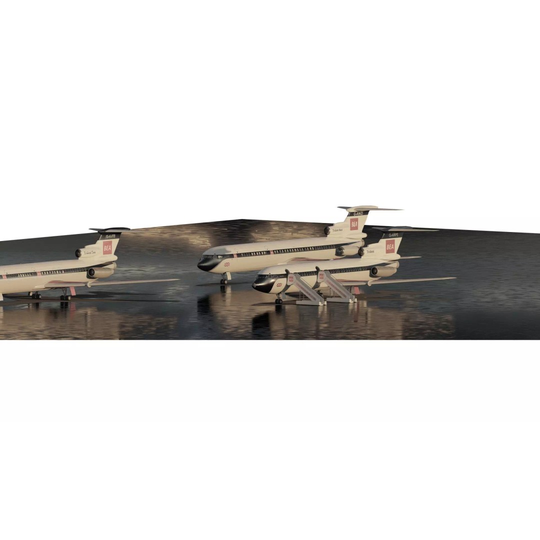 Hawker Siddeley Trident 3D Model – Textured Aircraft with Interior - View 3
