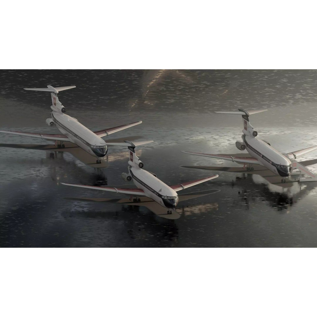 Hawker Siddeley Trident 3D Model – Textured Aircraft with Interior - View 6