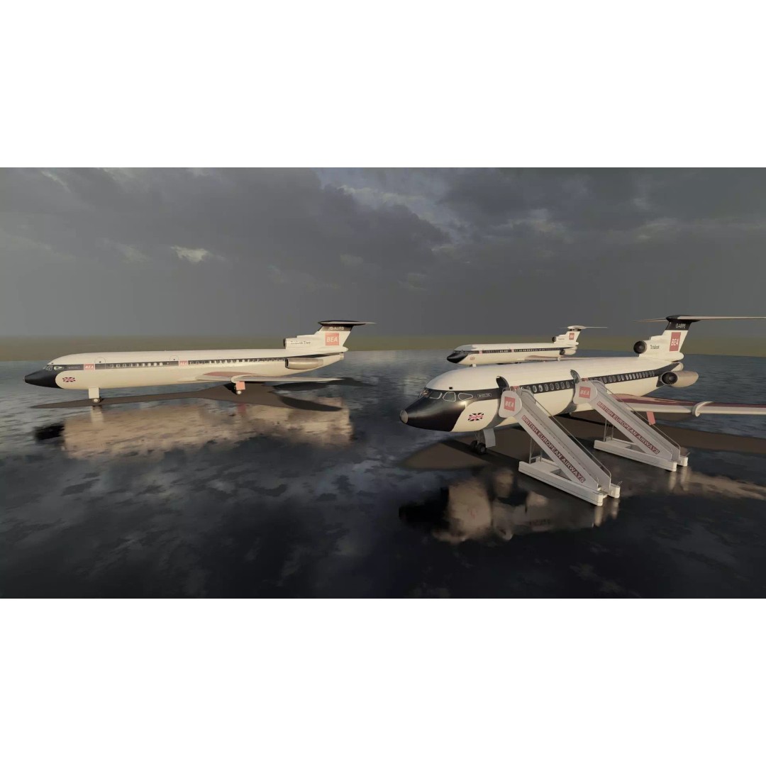 Hawker Siddeley Trident 3D Model – Textured Aircraft with Interior - View 9