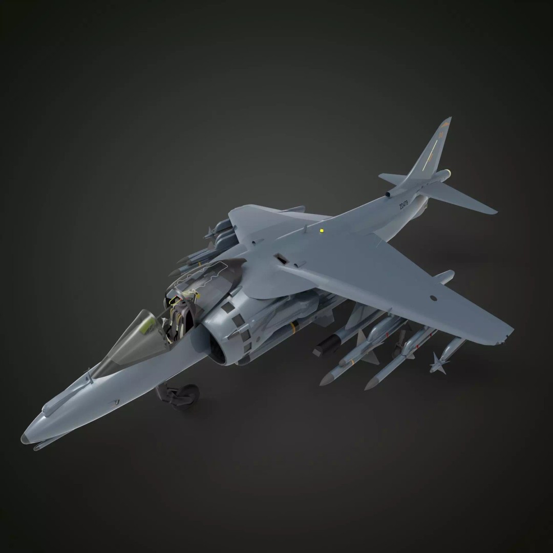 Harrier Jet Fighter 3D Model – High Poly Game Asset, FBX, PBR - View 2
