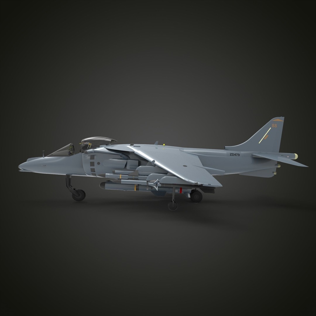 Harrier Jet Fighter 3D Model – High Poly Game Asset, FBX, PBR - View 3