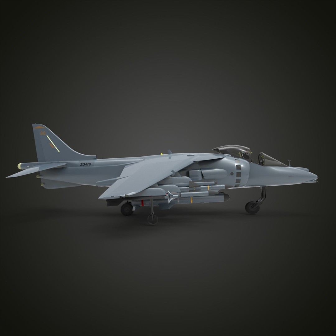 Harrier Jet Fighter 3D Model – High Poly Game Asset, FBX, PBR - View 4