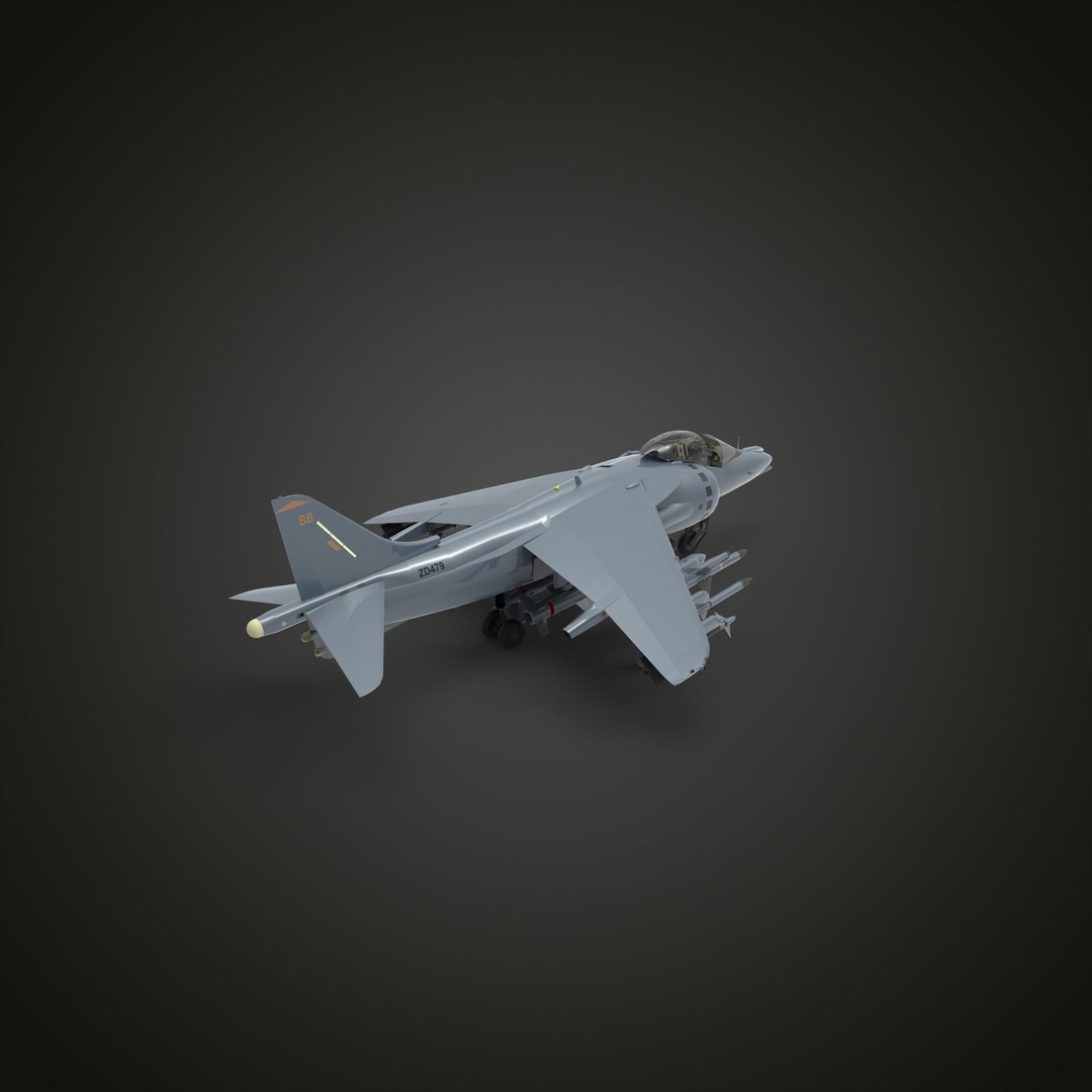 Harrier Jet Fighter 3D Model – High Poly Game Asset, FBX, PBR - View 9
