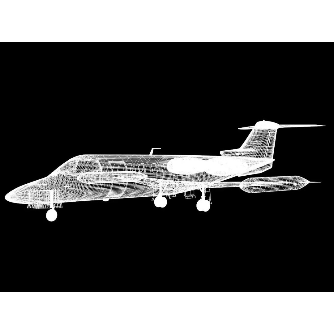 Learjet 25 3D Model – High Poly Aircraft with Separated Parts
