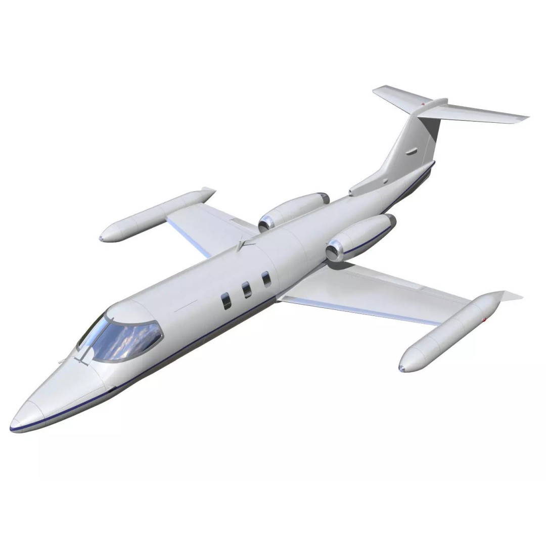 Learjet 25 3D Model – High Poly Aircraft with Separated Parts - View 2