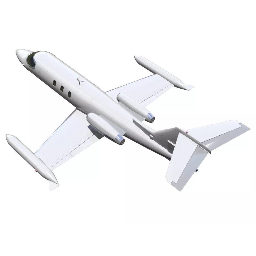 Learjet 25 3D Model – High Poly Aircraft with Separated Parts - View 3