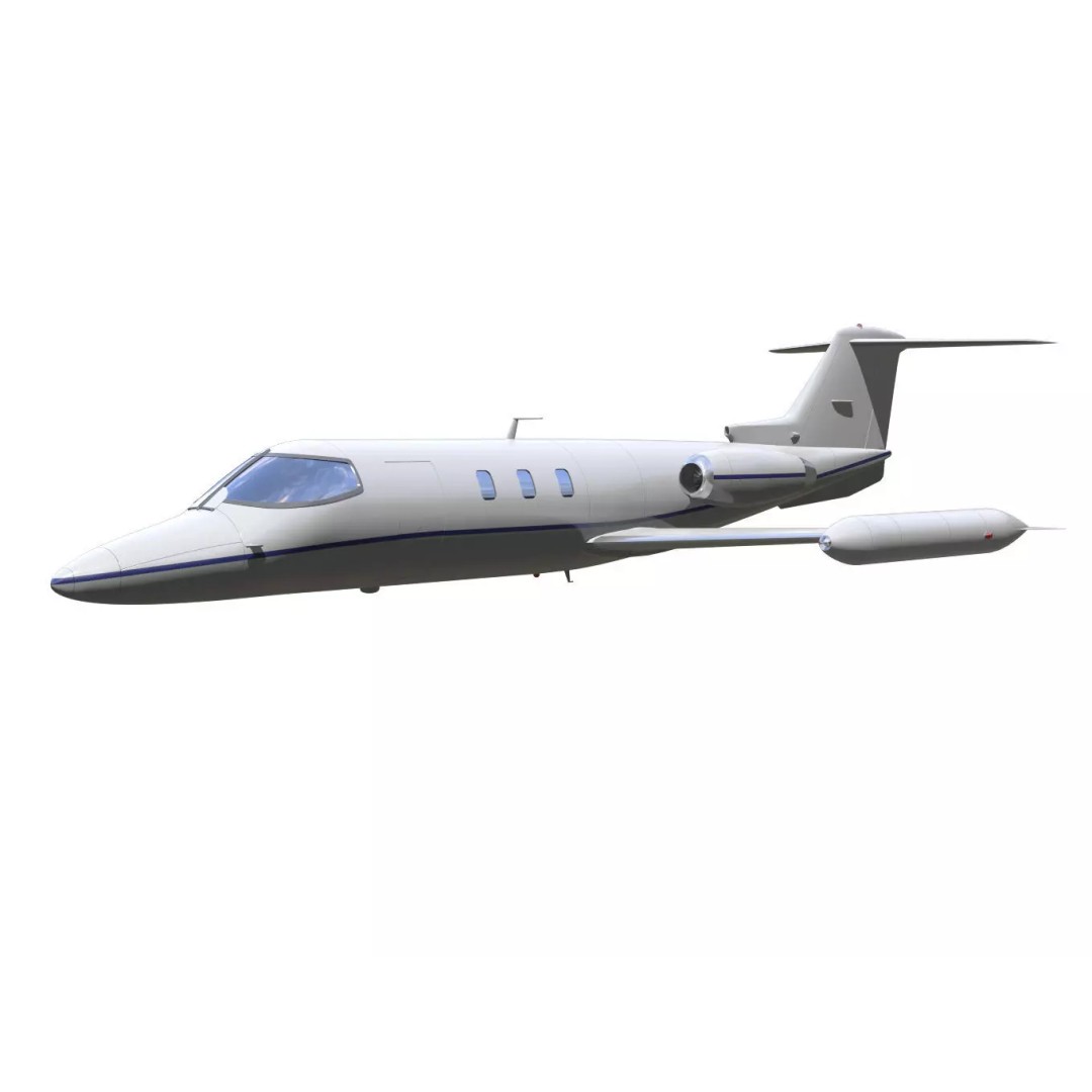 Learjet 25 3D Model – High Poly Aircraft with Separated Parts - View 4