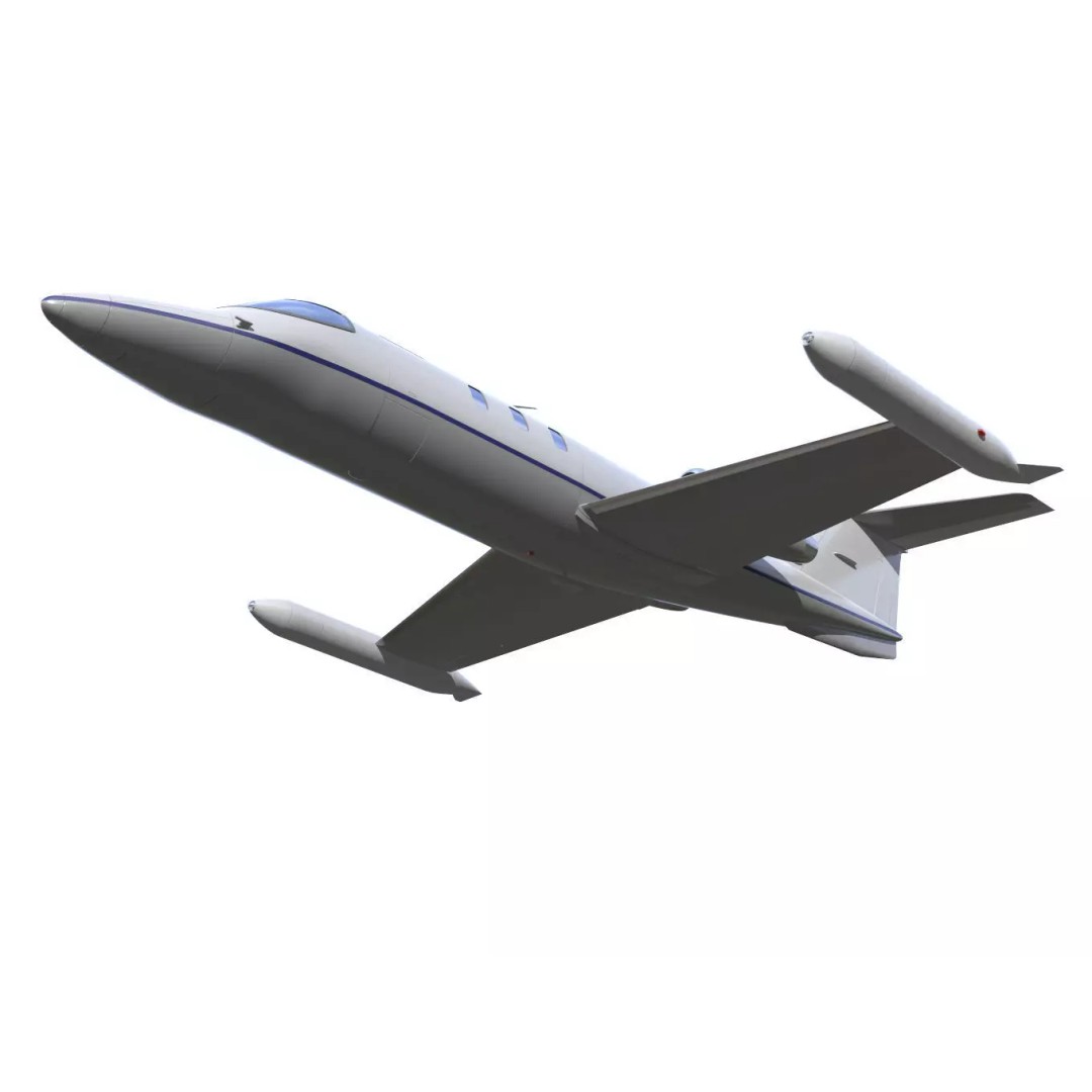 Learjet 25 3D Model – High Poly Aircraft with Separated Parts - View 5