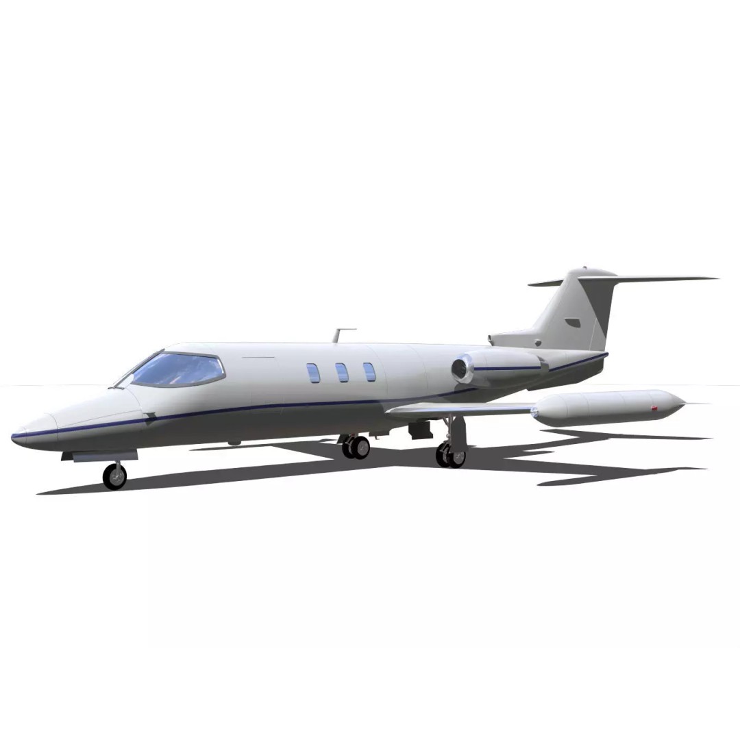 Learjet 25 3D Model – High Poly Aircraft with Separated Parts - View 7