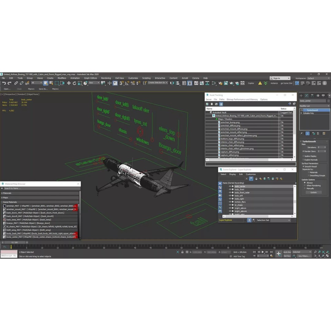 Boeing 737-900 3D Model – Rigged Commercial Aircraft with Interior - View 36