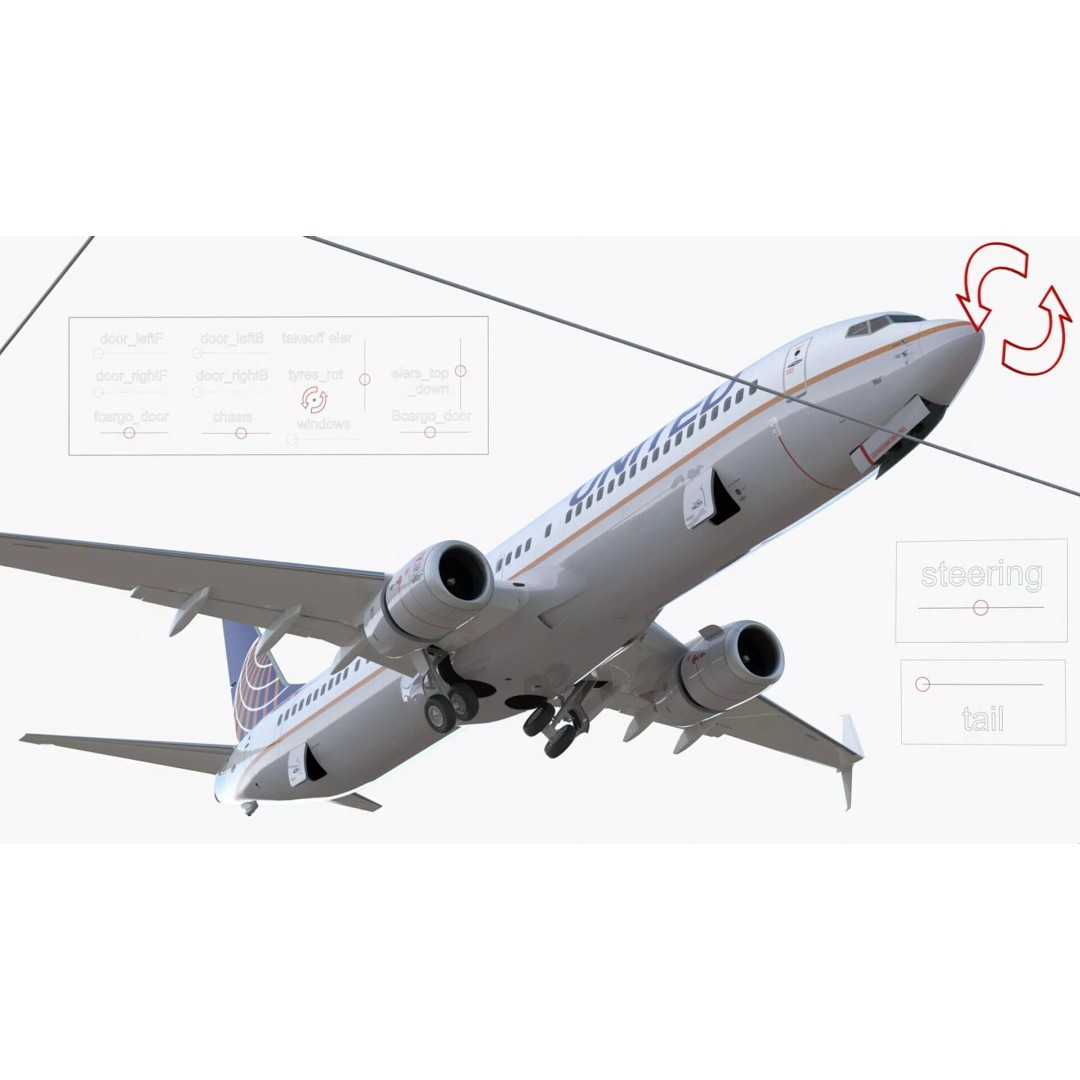 Boeing 737-900 3D Model – Rigged Commercial Aircraft with Interior - View 9
