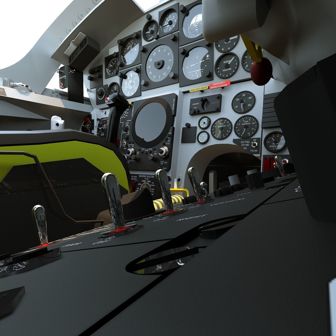 F-104G Starfighter Cockpit 3D Model – Realistic Animated Asset, FBX