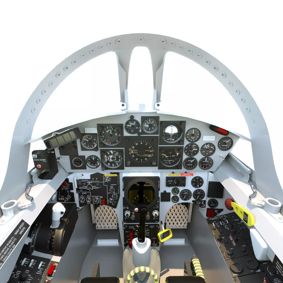 F-104G Starfighter Cockpit 3D Model – Realistic Animated Asset, FBX - View 2