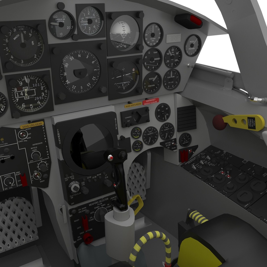 F-104G Starfighter Cockpit 3D Model – Realistic Animated Asset, FBX - View 6