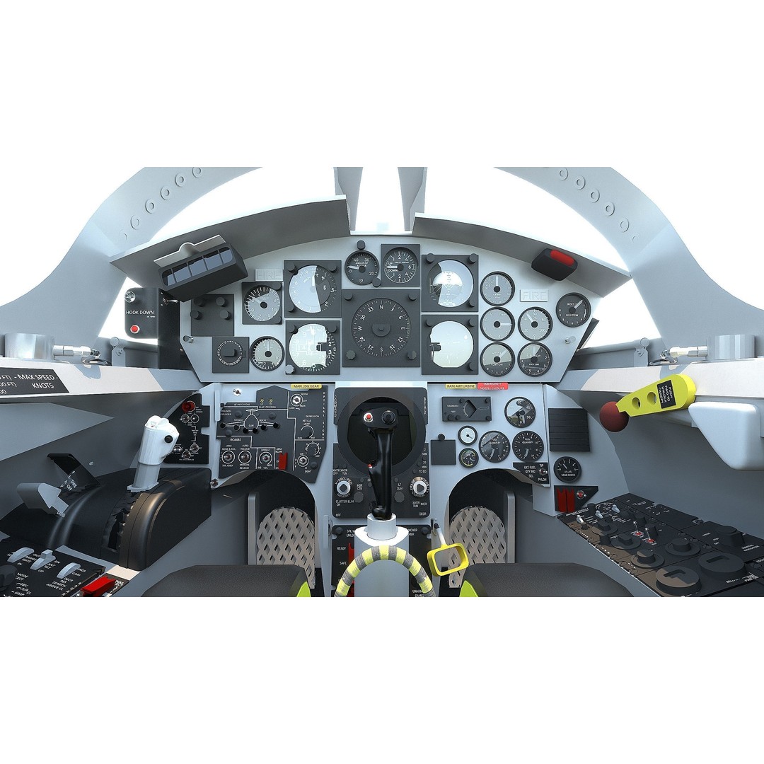 F-104G Starfighter Cockpit 3D Model – Realistic Animated Asset, FBX - View 7