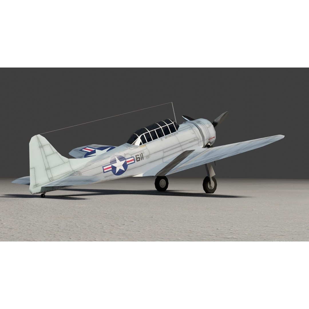 Douglas SBD Dauntless 3D Model – Low Poly Military Aircraft, FBX - View 11