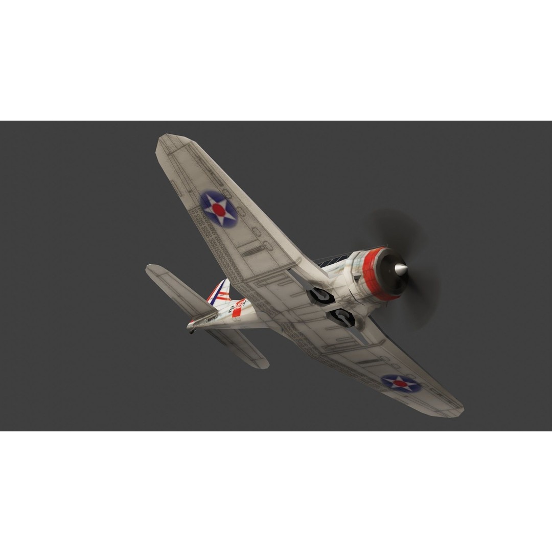 Douglas SBD Dauntless 3D Model – Low Poly Military Aircraft, FBX - View 12