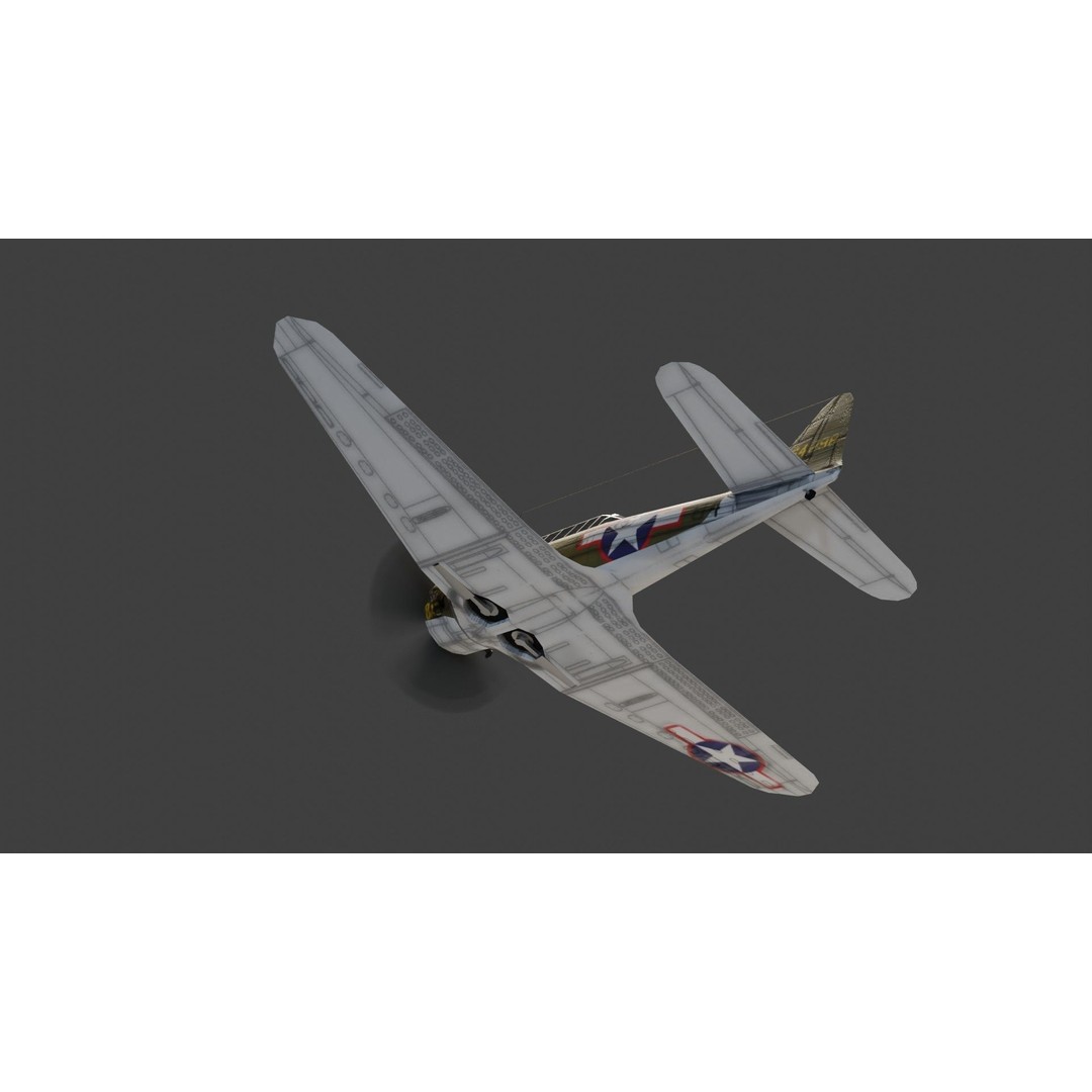 Douglas SBD Dauntless 3D Model – Low Poly Military Aircraft, FBX - View 14