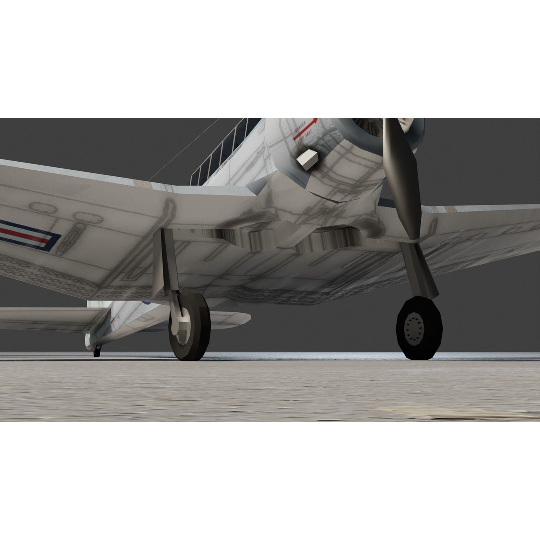Douglas SBD Dauntless 3D Model – Low Poly Military Aircraft, FBX - View 16