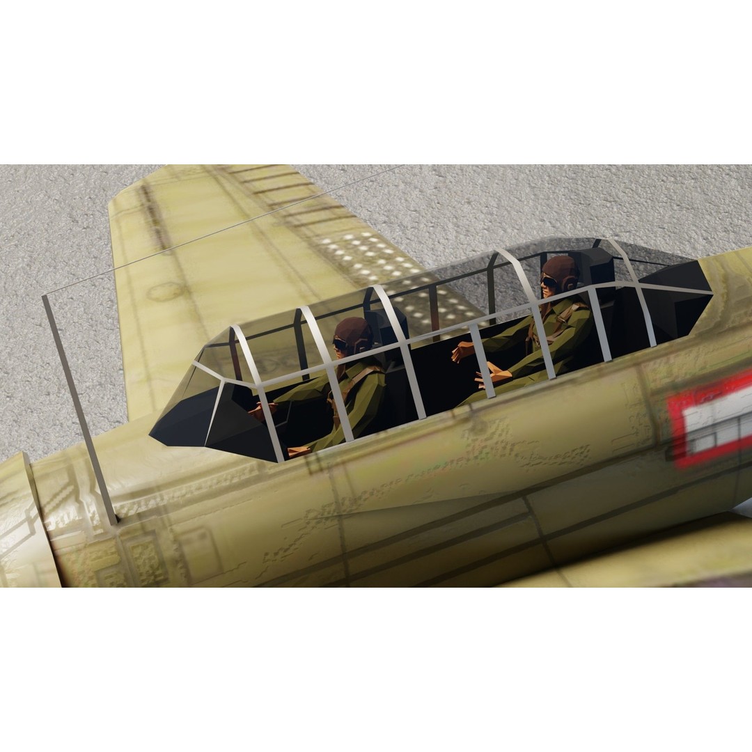 Douglas SBD Dauntless 3D Model – Low Poly Military Aircraft, FBX - View 17