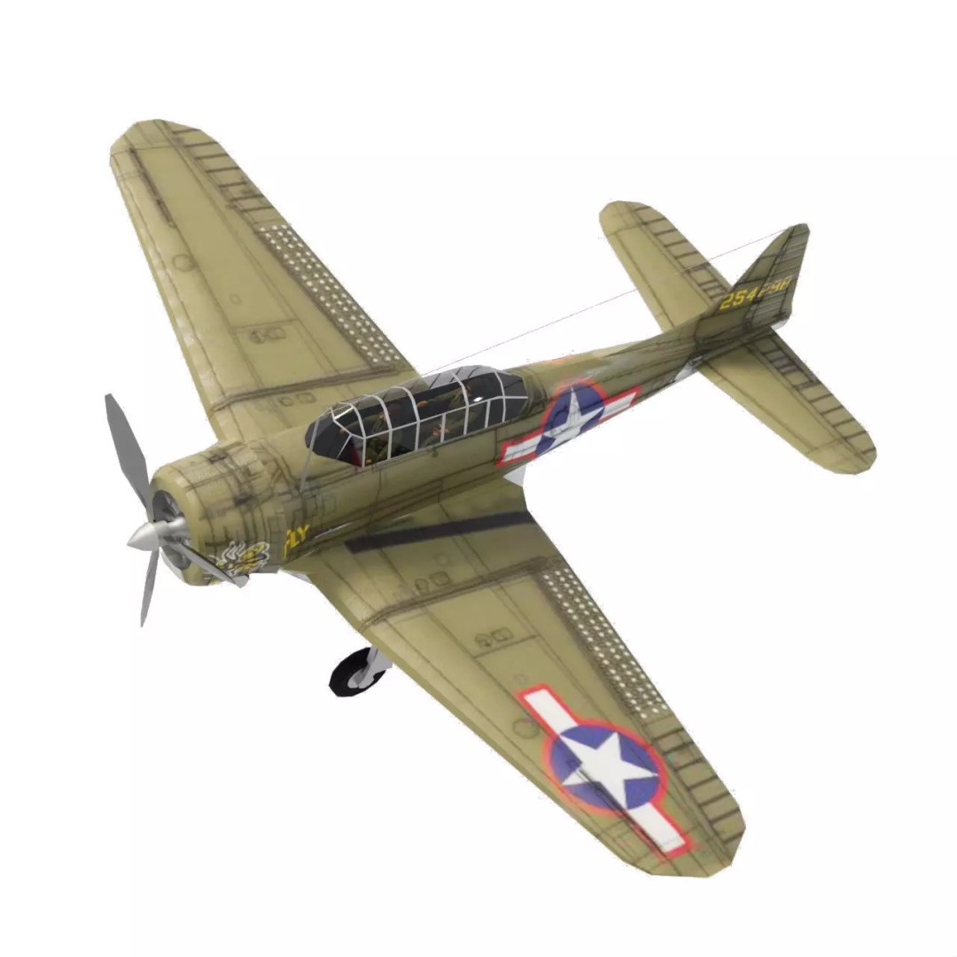 Douglas SBD Dauntless 3D Model – Low Poly Military Aircraft, FBX - View 2