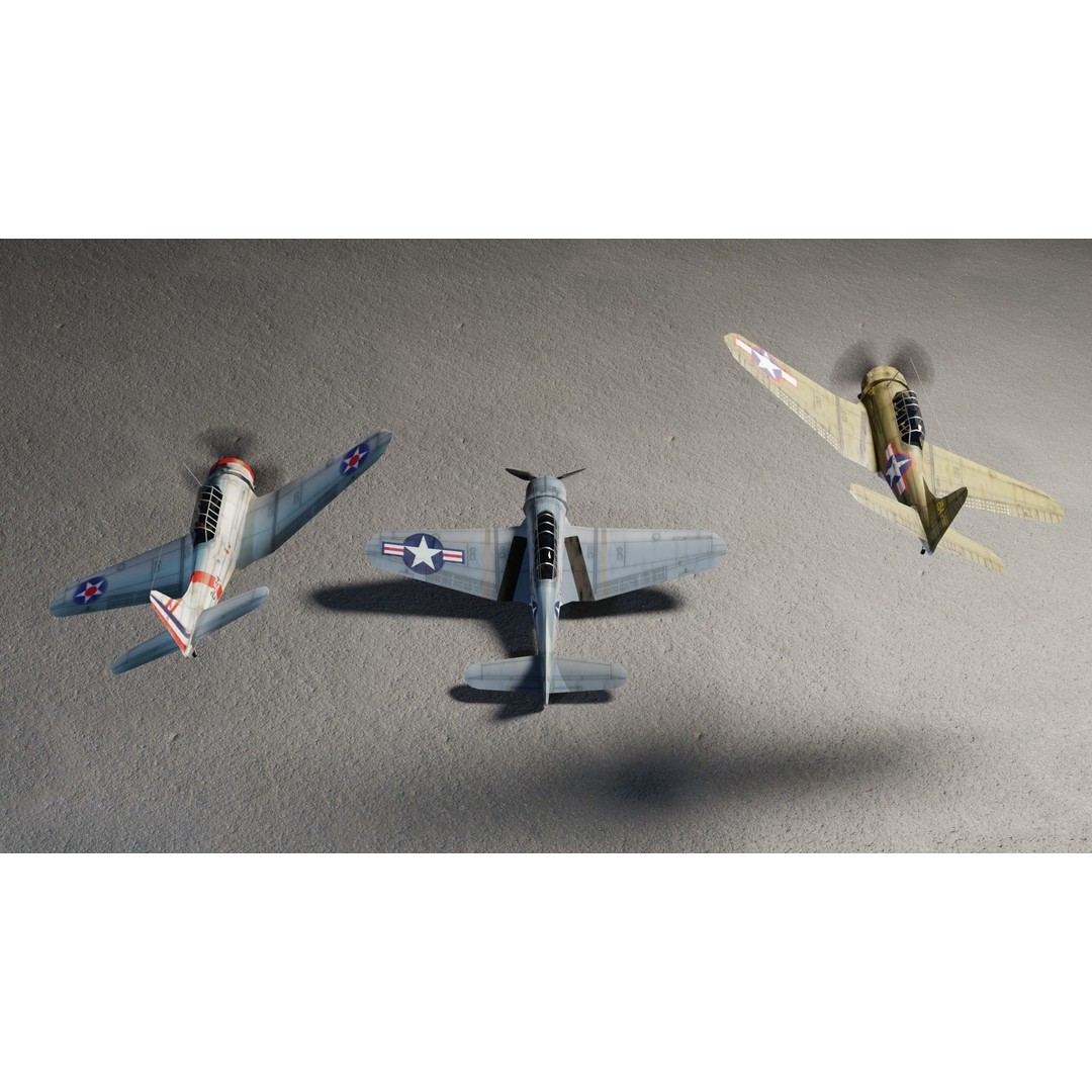 Douglas SBD Dauntless 3D Model – Low Poly Military Aircraft, FBX - View 4