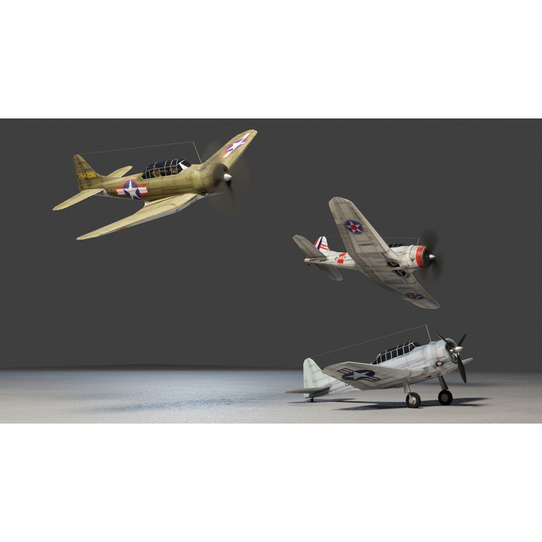 Douglas SBD Dauntless 3D Model – Low Poly Military Aircraft, FBX - View 6
