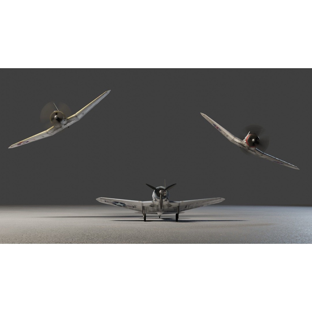 Douglas SBD Dauntless 3D Model – Low Poly Military Aircraft, FBX - View 7