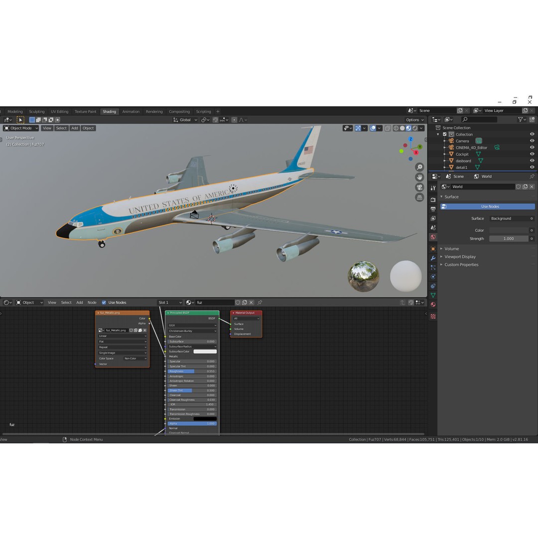 Boeing VC-137 C Air Force One 3D Model – PBR Game Ready FBX - View 14