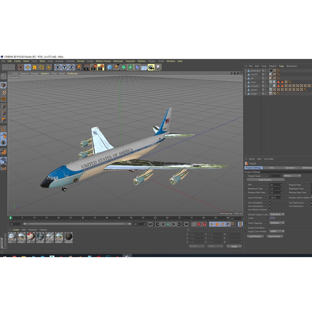 Boeing VC-137 C Air Force One 3D Model – PBR Game Ready FBX - View 15