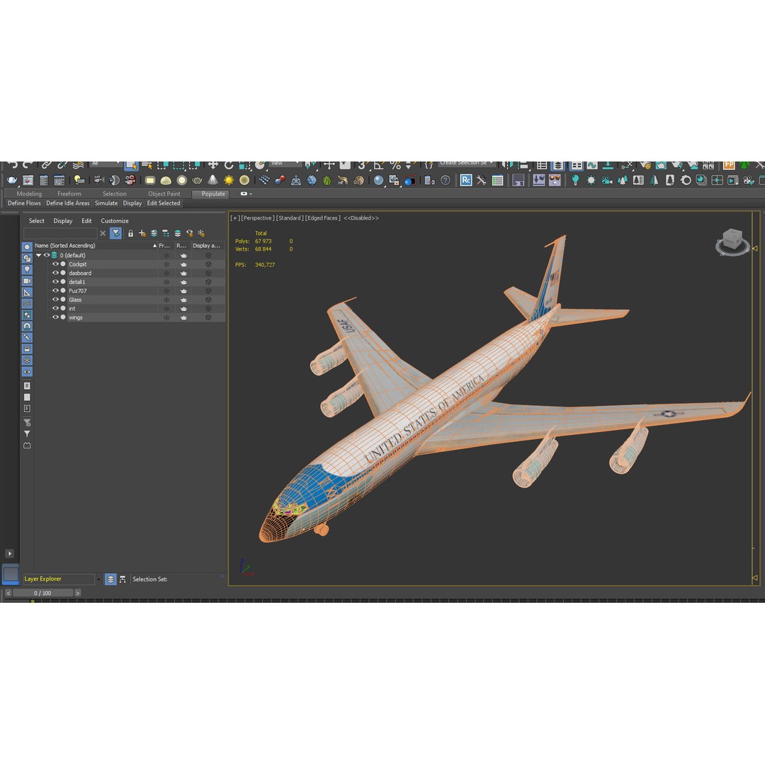 Boeing VC-137 C Air Force One 3D Model – PBR Game Ready FBX - View 16